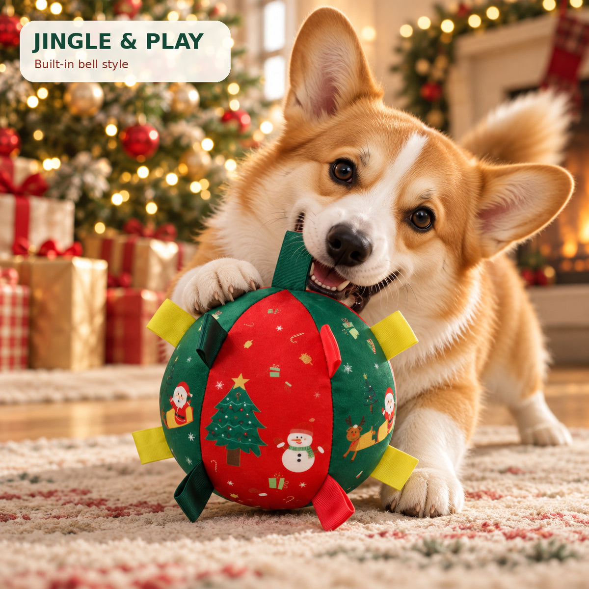 Dog Christmas Interactive Toy Soccer Ball with Bell🎄🐶🐱