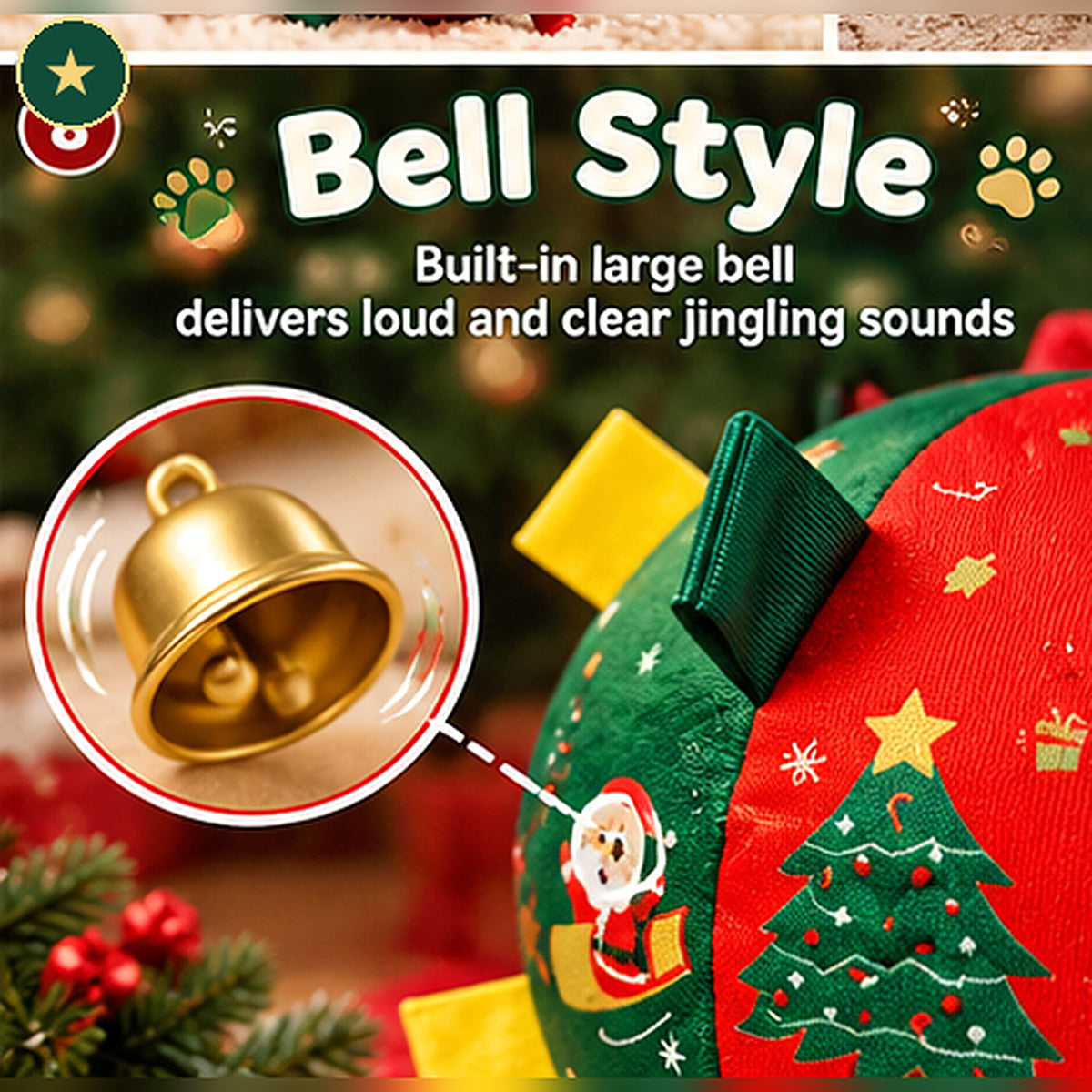 Dog Christmas Interactive Toy Soccer Ball with Bell🎄🐶🐱