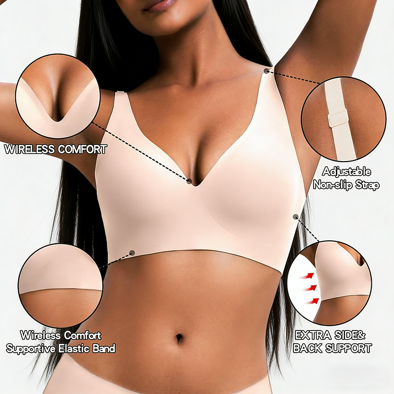 🔥Holiday Offer Ends Soon! Women’s Wireless Deep V Push-Up Bralette — Ultra-Comfortable T-Shirt Bra.